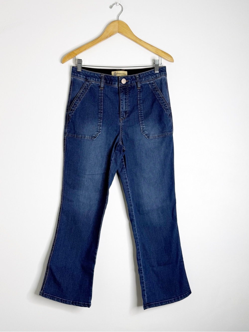 Democracy Ab Technology Bootcut Jeans Size 8 Stretch Blue Patch Pocket